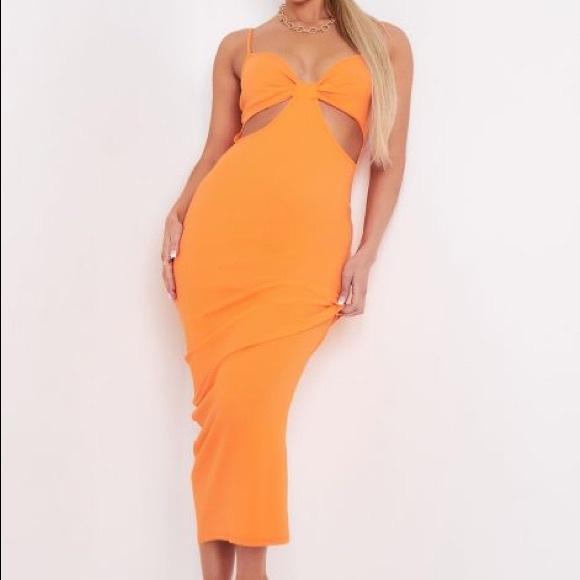 ORANGE CUT OUT MAXI DRESS - Picture 3 of 3
